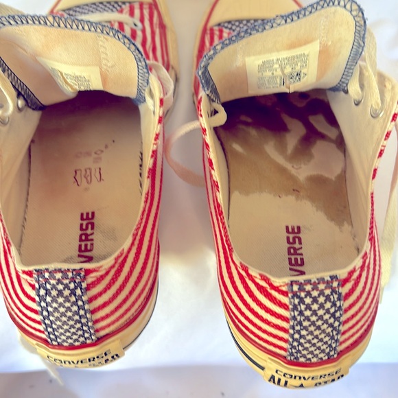 Pre- Loved Converse All Star Red White Stripe Stars USA Flag Low Top Sneakers - Picture 8 of 11